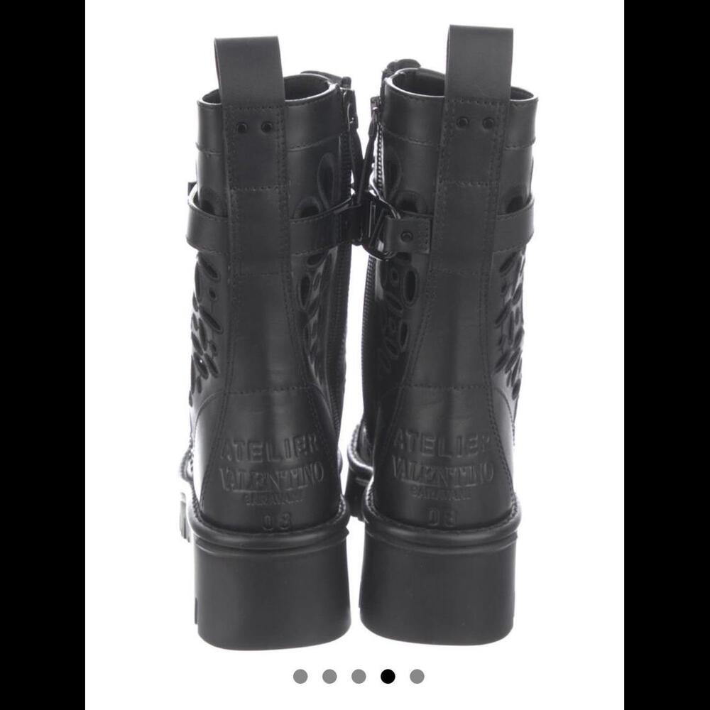 Valentino atelier cutout  Leather Mid-Calf Combat Boots - Picture 2 of 5